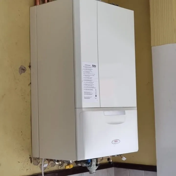boiler on yellow wall