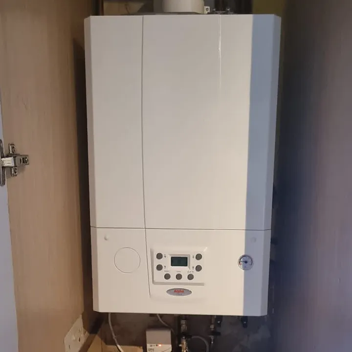 boiler on plastered wall